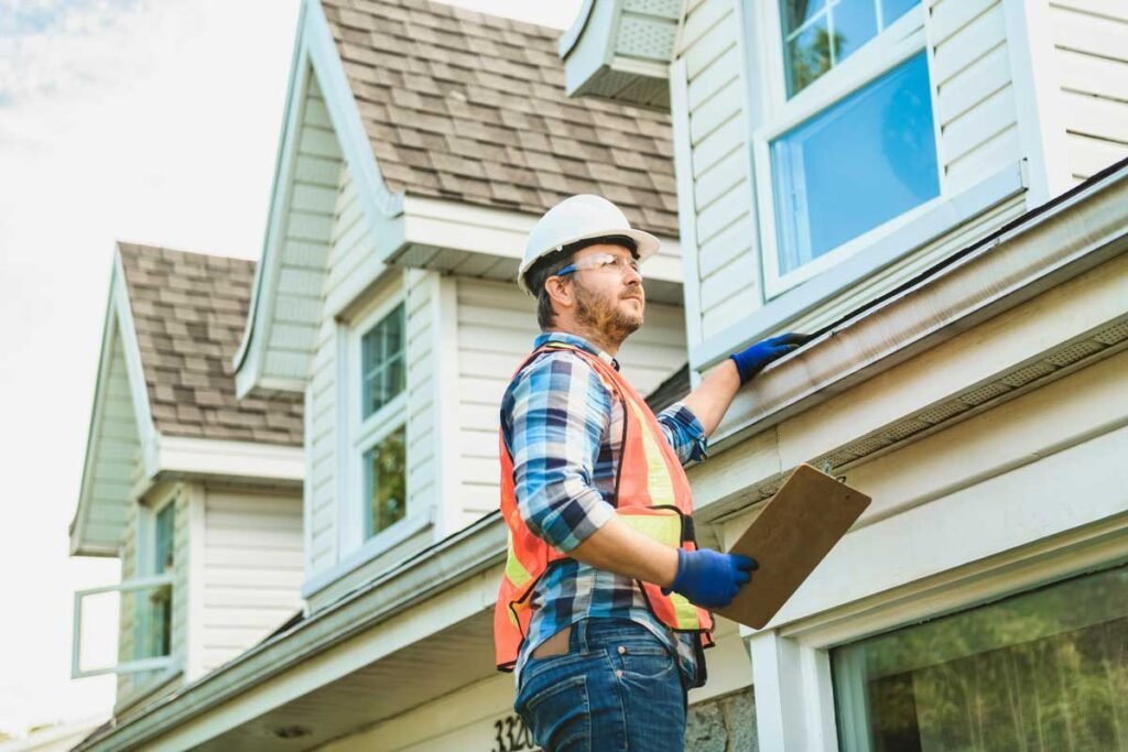 Roof inspection contractor with clipboard Knoxville
