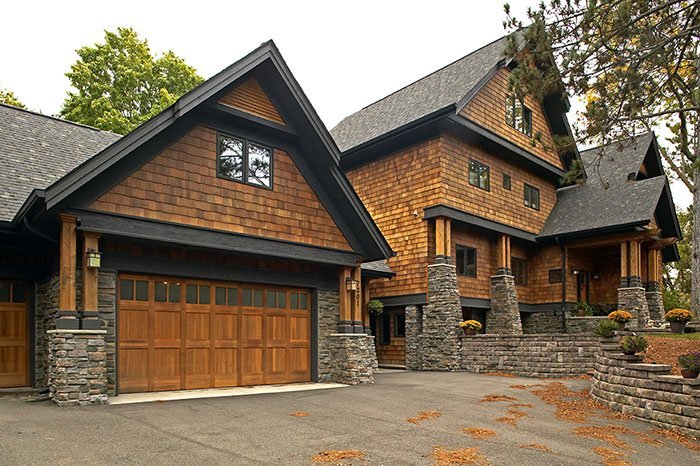 Cedar shake siding on a mountain lodge home Knoxville